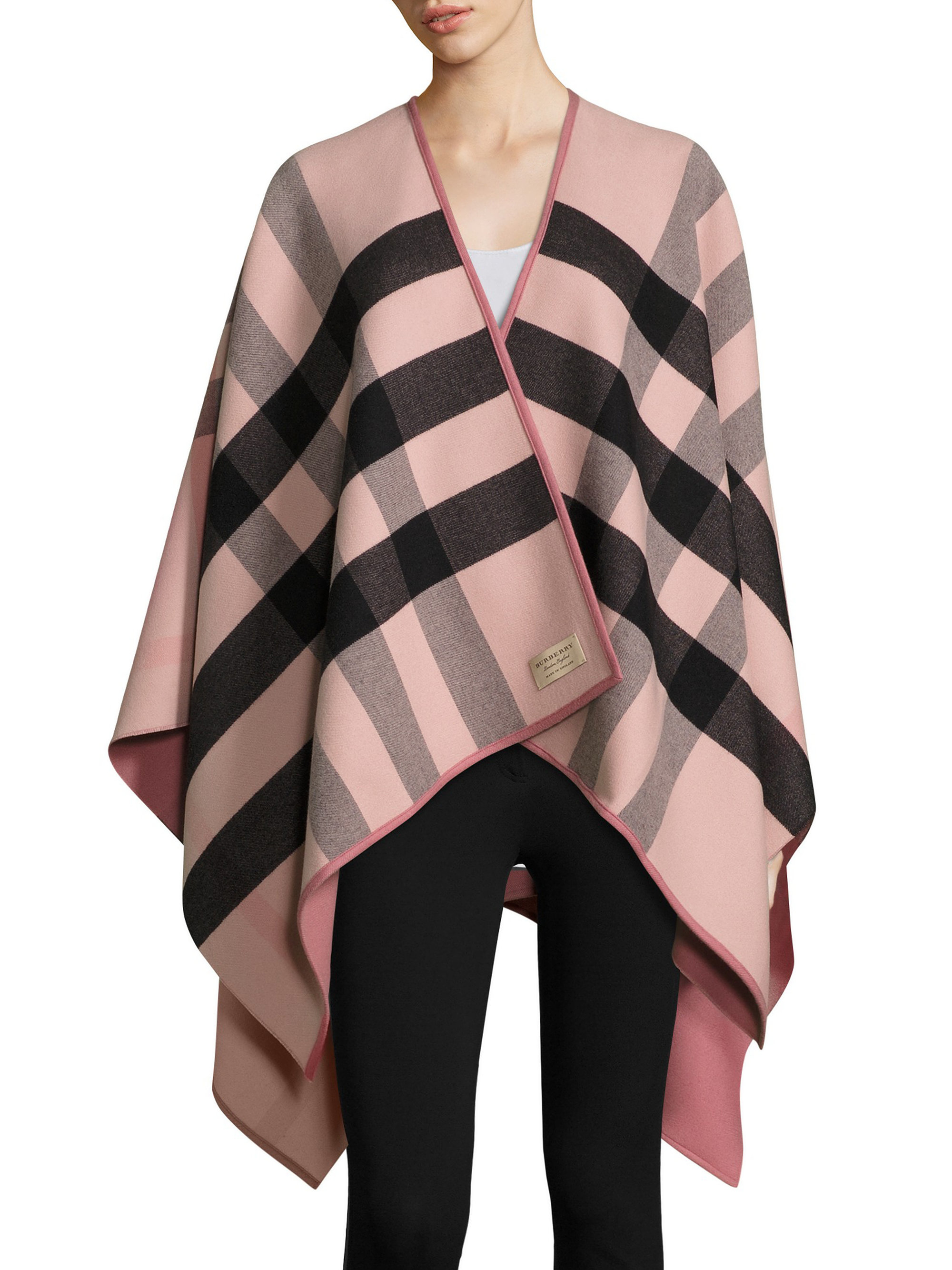 Burberry Charlotte Reversible Check Wool Cape in Ash Rose (Blue) - Lyst